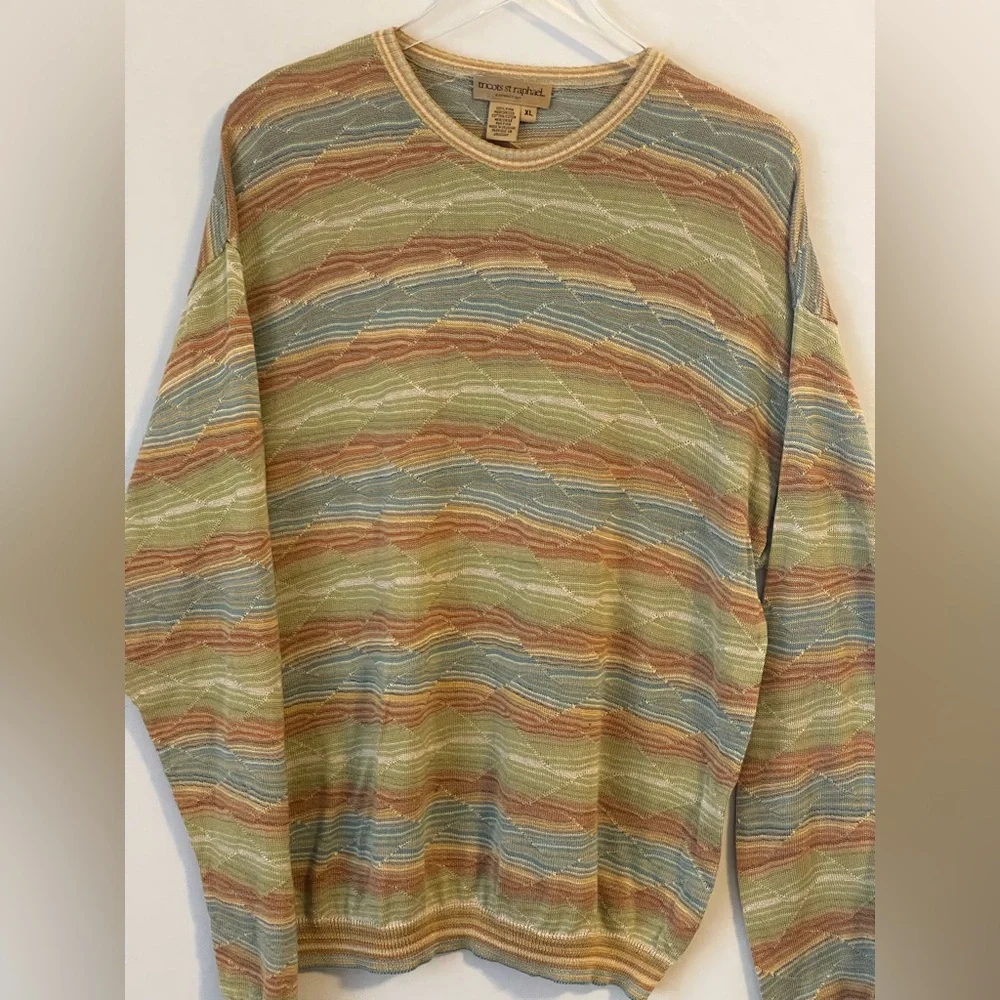 Vintage 3D Pima Mercerized Cotton Landscape Sweater XL‎
